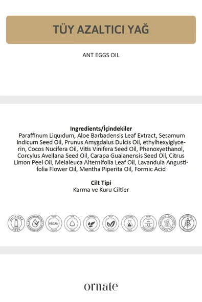 ORNATE ORNATE Karınca Yumurtası Bakım Yağı 20 ml Vegan Formic Asit Aloe Vera Kuru Ve Hassas Ciltler - Resim 5