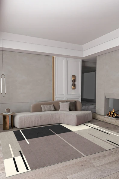 cmn home Dekoratif Özel Tasarım Yıkanabilir,İnce, Kaymaz Tabanlı, Modern Salon Halısı, Mutfak Halısı, Yolluk - 5