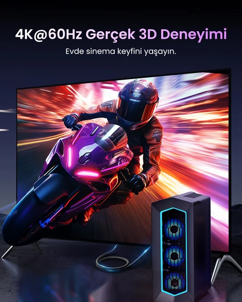 UGREEN 4K 60Hz DisplayPort to HDMI Örgülü Kablo, 2m, 15774 - 3
