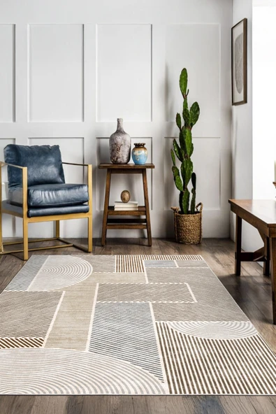 cmn home Dekoratif Özel Tasarım Yıkanabilir,İnce, Kaymaz Tabanlı, Modern Salon Halısı, Mutfak Halısı, Yolluk - 3