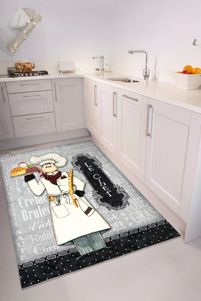 cmn home Dekoratif Özel Tasarım mutfak halısı, Yıkanabilir,İnce, leke tutmaz, Kaymaz tabanlı - 2