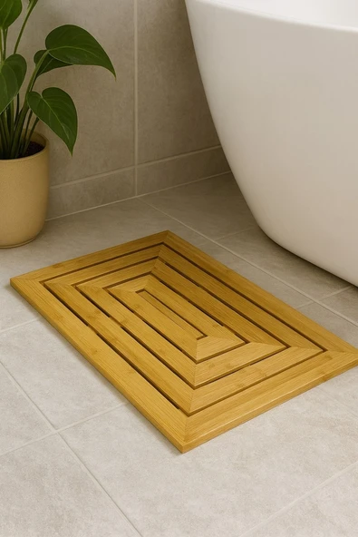 VICHY Doğal Bambu Banyo Paspası – Şık, Dayanıklı ve Kaymaz Tasarım BR-6701 60x40 x6 ürün görseli