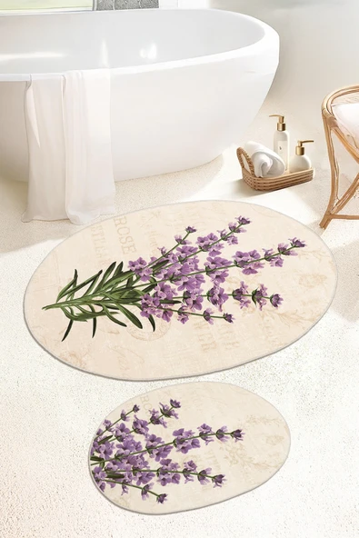 cmn home Özel Tasarım, Kaymaz Taban, İnce, Yıkanabilir, Modern Banyo Paspas Takımı - 60x100 - 50x60