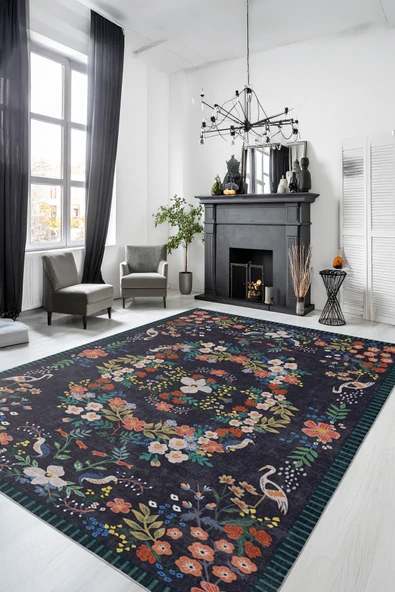 cmn home Dekoratif Özel Tasarım Yıkanabilir,İnce, Kaymaz Tabanlı, Modern Salon Halısı, Mutfak Halısı, Yolluk - 2