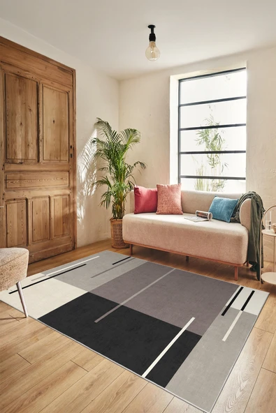 cmn home Dekoratif Özel Tasarım Yıkanabilir,İnce, Kaymaz Tabanlı, Modern Salon Halısı, Mutfak Halısı, Yolluk - 3