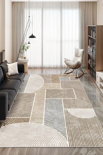 cmn home Dekoratif Özel Tasarım Yıkanabilir,İnce, Kaymaz Tabanlı, Modern Salon Halısı, Mutfak Halısı, Yolluk - 2