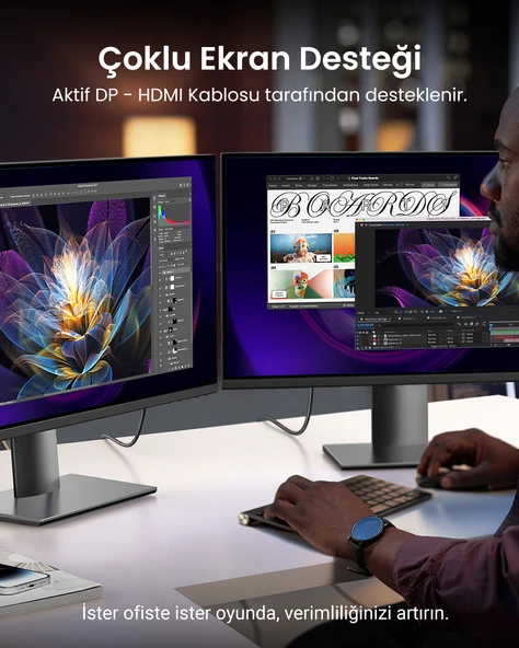 UGREEN 4K 60Hz DisplayPort to HDMI Örgülü Kablo, 2m, 15774 - 8