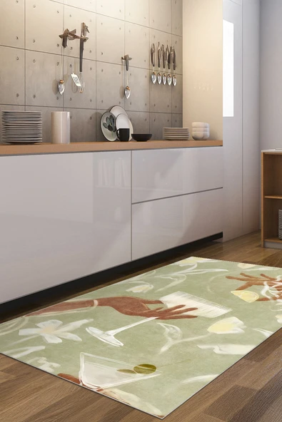 cmn home Dekoratif Özel Tasarım mutfak halısı, Yıkanabilir,İnce, leke tutmaz, Kaymaz tabanlı - 4