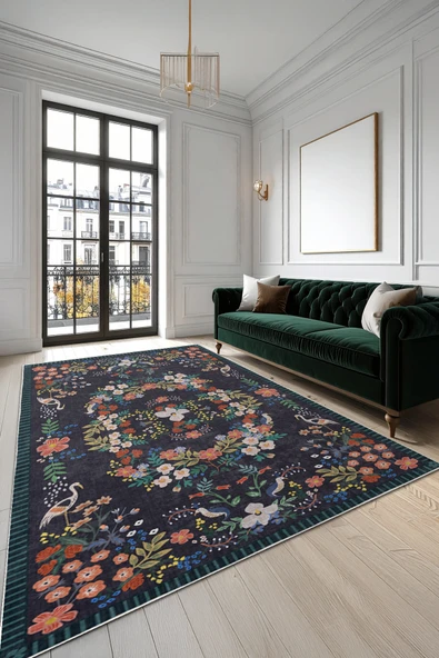 cmn home Dekoratif Özel Tasarım Yıkanabilir,İnce, Kaymaz Tabanlı, Modern Salon Halısı, Mutfak Halısı, Yolluk