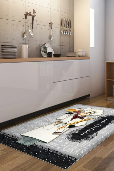 cmn home Dekoratif Özel Tasarım mutfak halısı, Yıkanabilir,İnce, leke tutmaz, Kaymaz tabanlı - 3