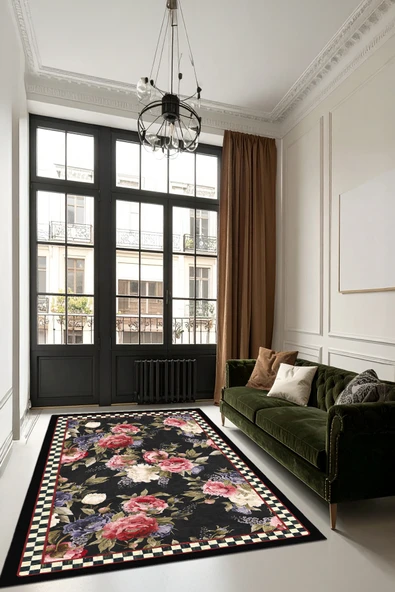 cmn home Dekoratif Özel Tasarım Yıkanabilir,İnce, Kaymaz Tabanlı, Modern Salon Halısı, Mutfak Halısı, Yolluk - 5