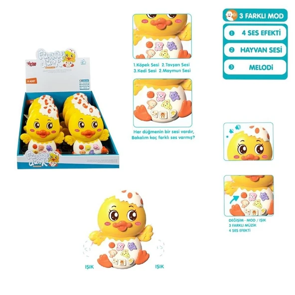 JLG-855-144A IŞIKLI VE MÜZİKLİ ÖRDEK BEBEK  - 1  Adet Fiyatıdır