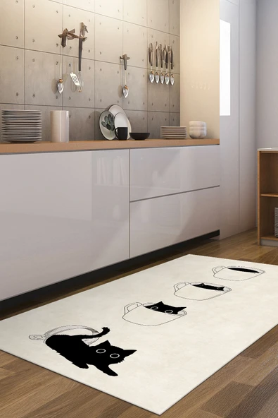 cmn home Özel Tasarım, Kaymaz Taban, İnce, Yıkanabilir, Dekoratif Modern Mutfak Halısı - 2