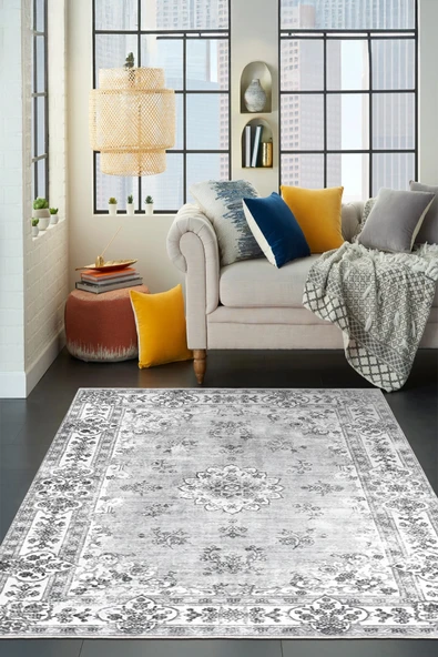 cmn home Dekoratif Özel Tasarım Yıkanabilir,İnce, Kaymaz Tabanlı, Modern Salon Halısı, Mutfak Halısı, Yolluk - 3