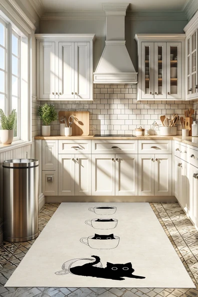 cmn home Özel Tasarım, Kaymaz Taban, İnce, Yıkanabilir, Dekoratif Modern Mutfak Halısı - 5