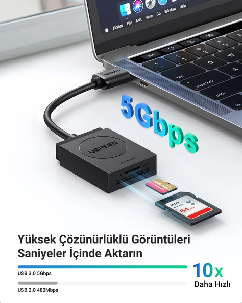 UGREEN 2-in-1 USB 3.0 SD/TF Kart Okuyucu, 20250 - 2