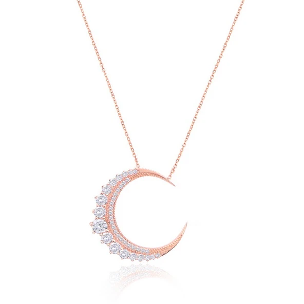 EMILIANO JEWELLERY SİLVER 925 AYAR ZİRKON TAŞLI AY KOLYE