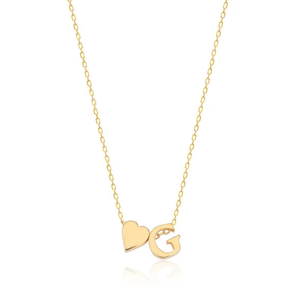 EMILIANO JEWELLERY 925 AYAR GÜMÜŞ KALPLİ HARF KOLYE