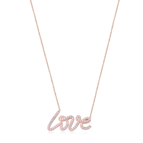 EMILIANO JEWELLERY 925 AYAR GÜMÜŞ TAŞLI YAZI KOLYE