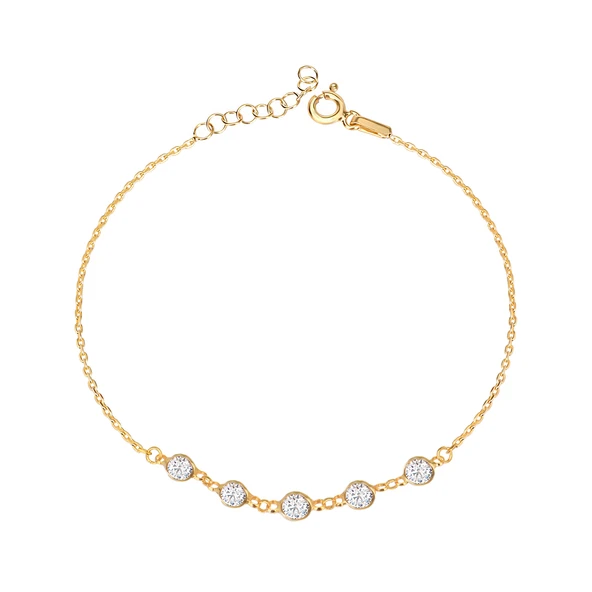 Zirkon Taşlı Pırlanta Montür Altın Kaplama Gümüş Bileklik