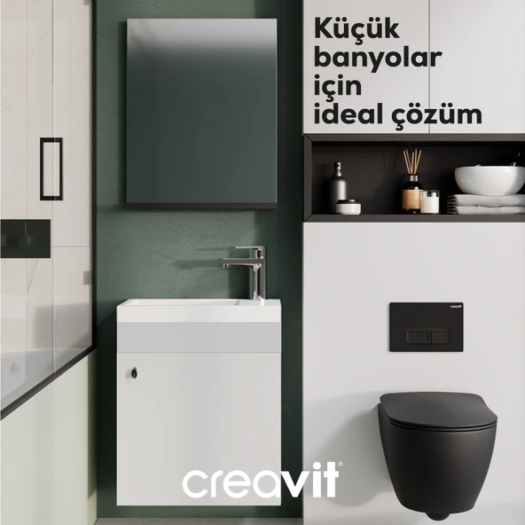 Elmas Lavabo Dolabı 45 cm Beyaz - Resim 2