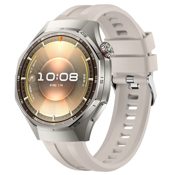 Sneezy Huawei Watch GT6 Pro 46mm İle Uyumlu Spor Silikon Metal Tokalı Soft Saat Kordonu  Starlight ürün görseli