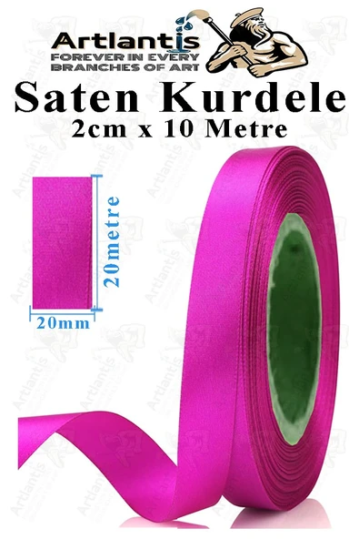 Kurdele Saten 2 Cm 10 Metre 1 Adet Saten Kurdela Parlak Hediye ve Süsleme Şeridi Süs Paketleme Çiçek Saç El Sanatı - 6