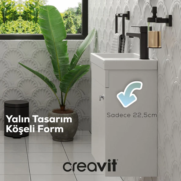 Elmas Lavabo Dolabı 45 cm Beyaz - Resim 3