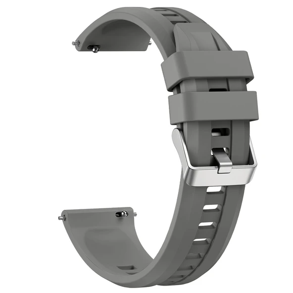 Sneezy Huawei Watch GT6 Pro 46mm İle Uyumlu Spor Silikon Metal Tokalı Soft Saat Kordonu  Koyu Gri - Resim 2