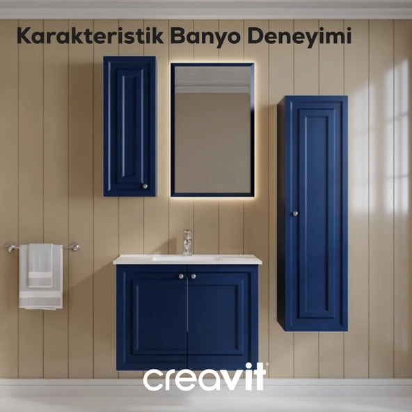 Kayra Mat Safir Blue Kapaklı Lavabo Dolabı 80cm - Resim 4