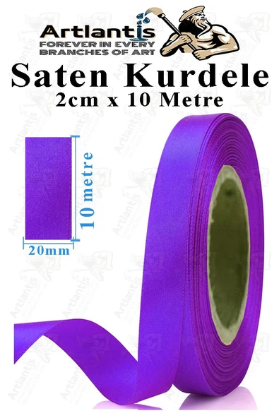 Kurdele Saten 2 Cm 10 Metre 1 Adet Saten Kurdela Parlak Hediye ve Süsleme Şeridi Süs Paketleme Çiçek Saç El Sanatı - 10