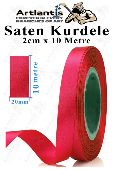 Kurdele Saten 2 Cm 10 Metre 1 Adet Saten Kurdela Parlak Hediye ve Süsleme Şeridi Süs Paketleme Çiçek Saç El Sanatı - 8