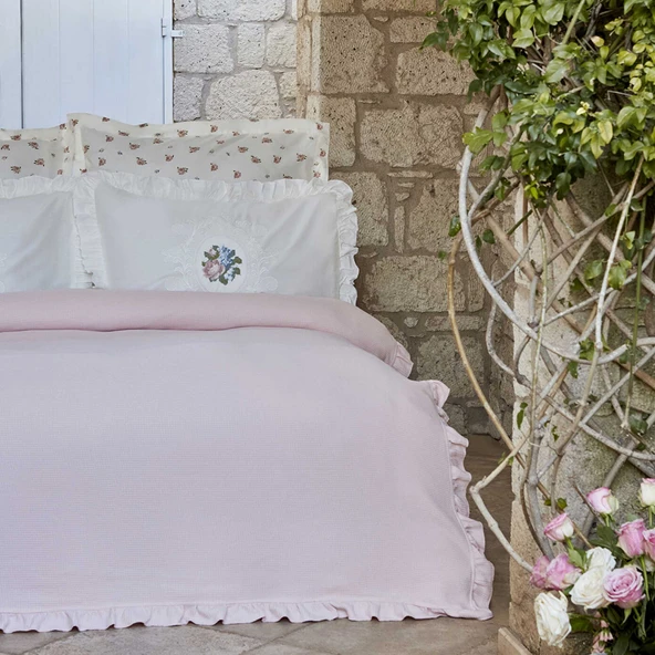Karaca Home Fayette Çift Kişilik Nakışlı Nish Set Pudra ürün görseli