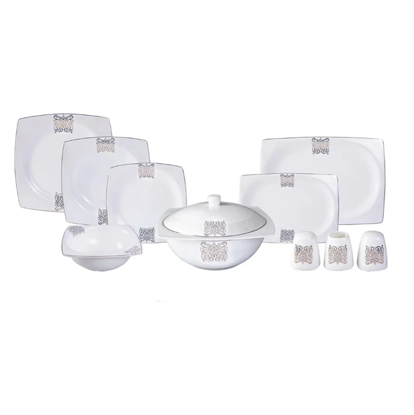 Karaca Fine Bone Lotus 43 Parça 8 Kişilik Yemek Takımı Kare ürün görseli