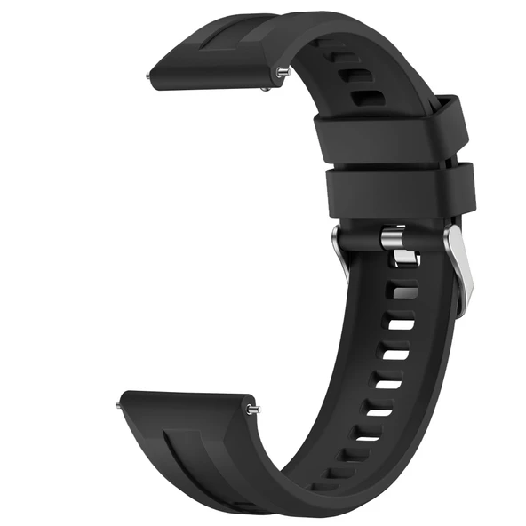 Sneezy Huawei Watch GT6 Pro 46mm İle Uyumlu Spor Silikon Metal Tokalı Soft Saat Kordonu  Siyah - Resim 3