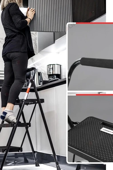 Perilla 51403 Stepla Geniş 3 Basamaklı Katlanır Merdiven Eurotower Siyah - 2