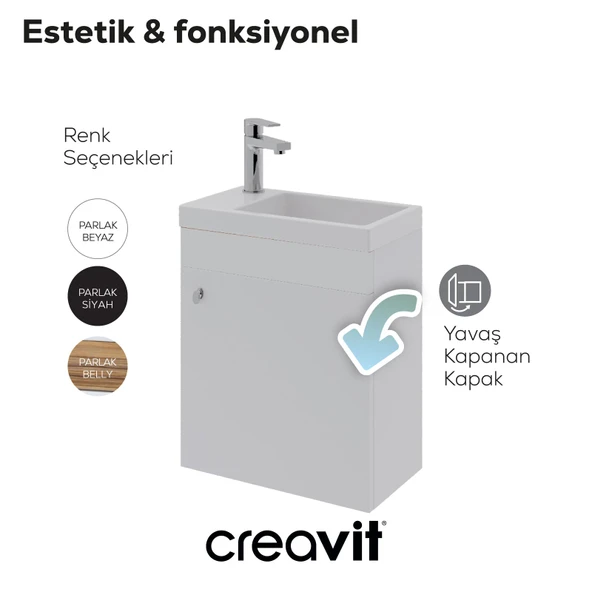 Elmas Lavabo Dolabı 45 cm Beyaz - Resim 4