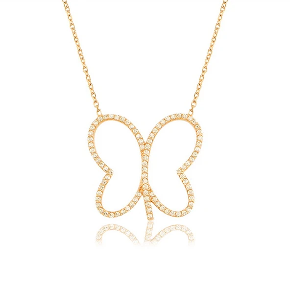 EMILIANO JEWELLERY SİLVER 925 AYAR ZİRKON TAŞLI KELEBEK KOLYE