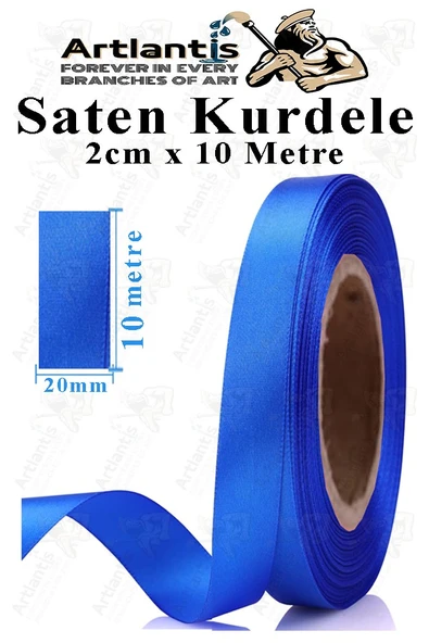 Kurdele Saten 2 Cm 10 Metre 1 Adet Saten Kurdela Parlak Hediye ve Süsleme Şeridi Süs Paketleme Çiçek Saç El Sanatı - 9