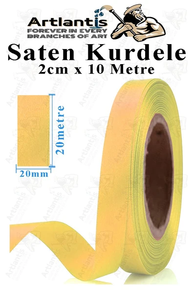 Kurdele Saten 2 Cm 10 Metre 1 Adet Saten Kurdela Parlak Hediye ve Süsleme Şeridi Süs Paketleme Çiçek Saç El Sanatı - 3