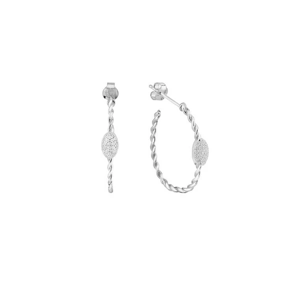 EMILIANO JEWELLERY SİLVER 925 AYAR ZİRKON TAŞLI BURGULU YUVARLAK DESENLİ KÜPE