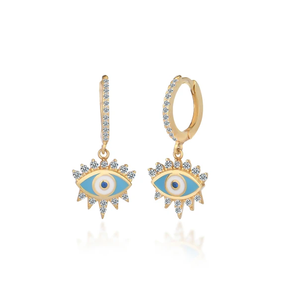 EMILIANO JEWELLERY 925 AYAR GÜMÜŞ GÖZ MİNELİ KÜPE