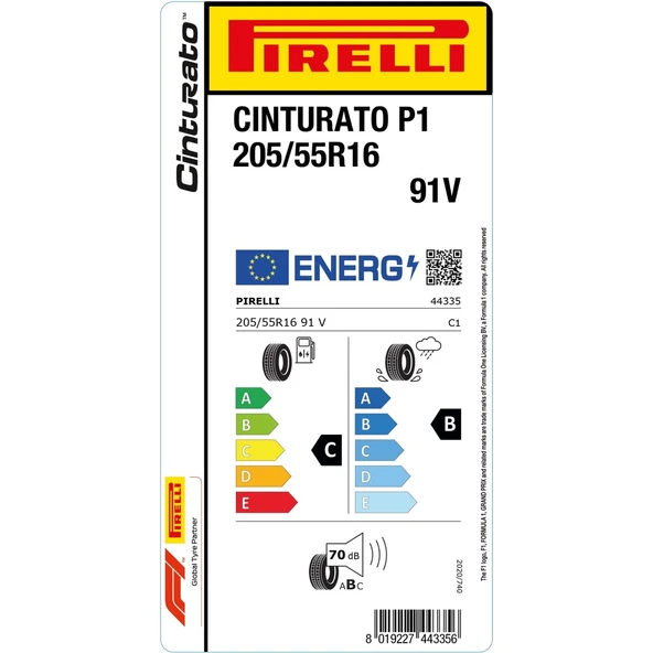 205/55R16 91V CINTURATO P1 Üretim 2025 Oto Yaz Lastiği - Resim 3
