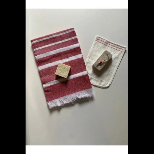 Gelin Hamamı Seti, Premium Peştemal , Ponza Topuk Taşı, Doğal Zeytinyağı Sabun, Kese 4lü Set - 4