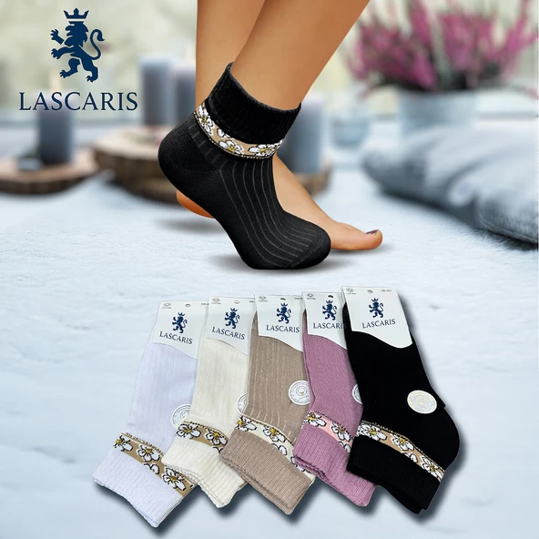 Lascaris Premium Kadın 12’li Taş İşlemeli Çiçek Desenli Soket Çorap Seti ürün görseli