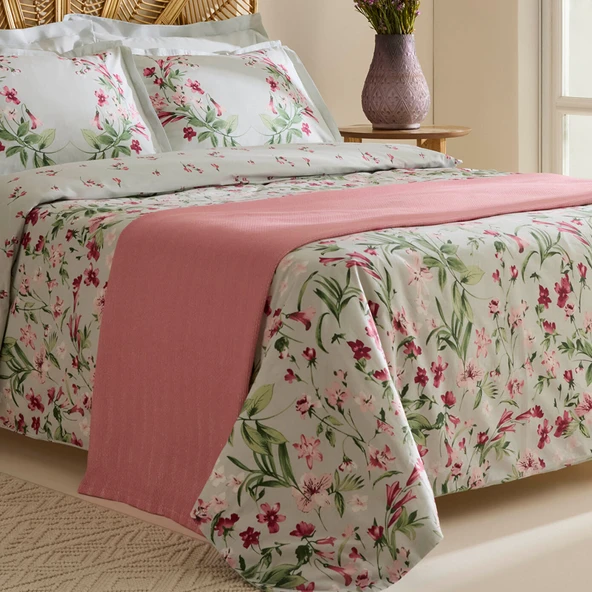 Karaca Home Madison %100 Pamuk Çift kişilik Nevresim Pike Takımı Pembe - Resim 4