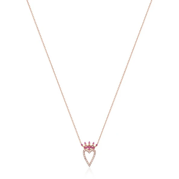 EMILIANO JEWELLERY 925 AYAR GÜMÜŞ TAŞLI KALP KOLYE