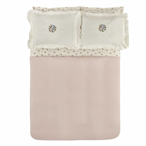 Karaca Home Fayette Çift Kişilik Nakışlı Nish Set Pudra - Resim 3