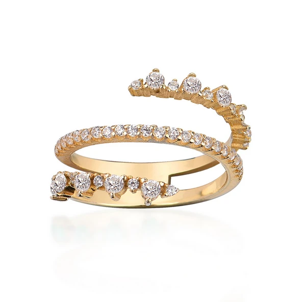 EMILIANO JEWELLERY 925 AYAR GÜMÜŞ ZİRKON TAŞLI YÜZÜK ürün görseli 1