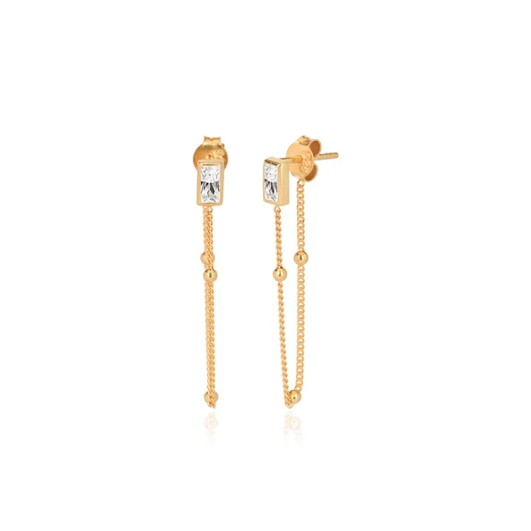 EMILIANO JEWELLERY 925 AYAR ZİRKON TAŞLI ZİNCİRLİ KÜPE